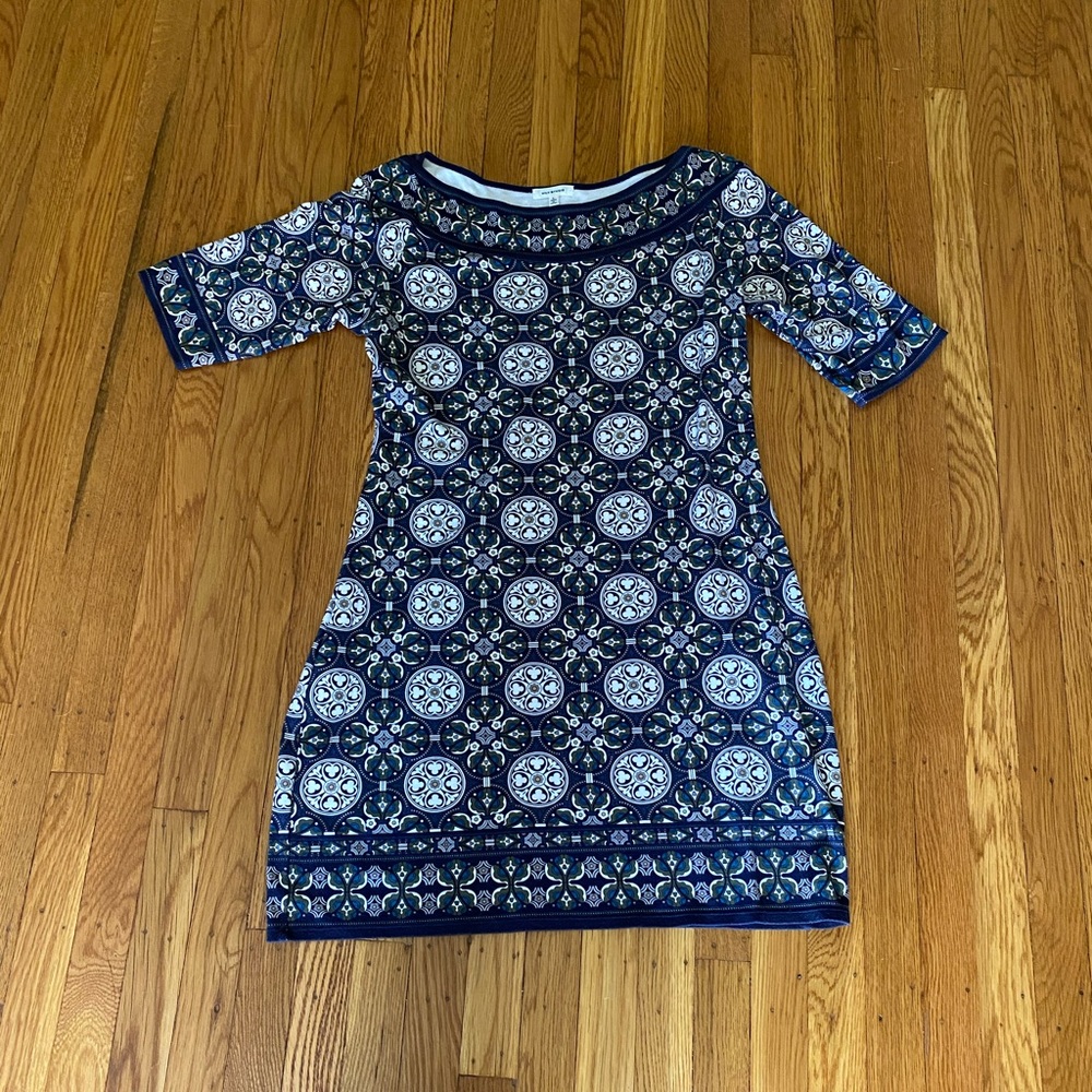Max Studio Navy and White Patterned Dress